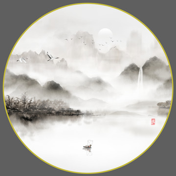 寫意簡約山水裝飾畫