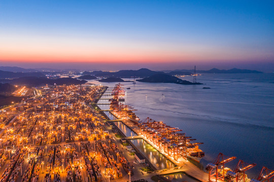 宁波港夜景