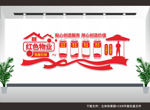 紅色物業服務中心文化墻