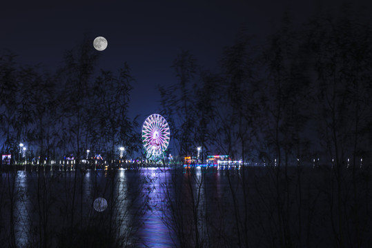 松滋稻谷溪湿地公园夜景