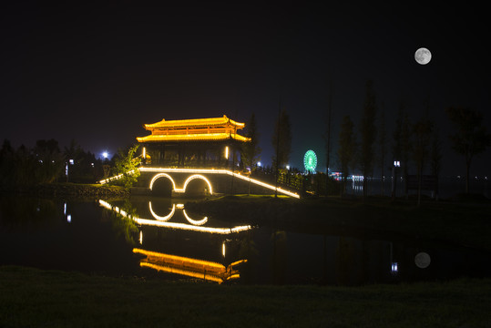 松滋稻谷溪湿地公园夜景