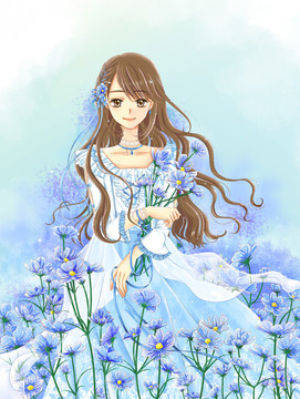 少女與花