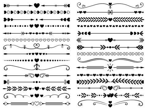 多种黑色爱心花纹边线元素