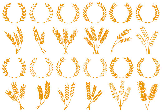 谷物稻穗小麦桂冠造型元素