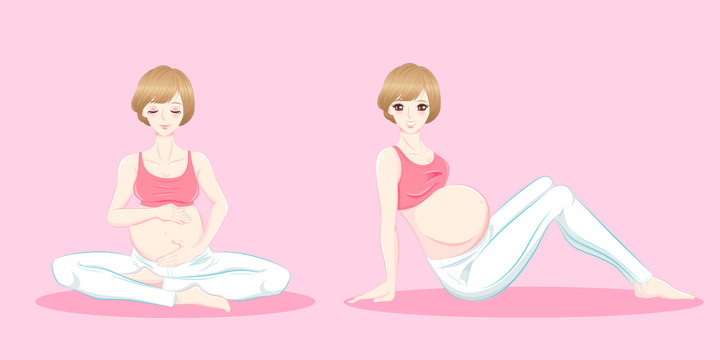 孕妇妈妈做瑜珈运动插图