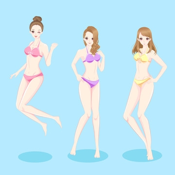 性感窈窕比基尼美女插圖