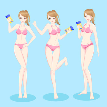 比基尼女孩注重防曬插圖