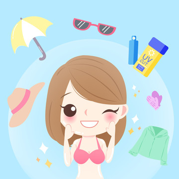 防曬的女人