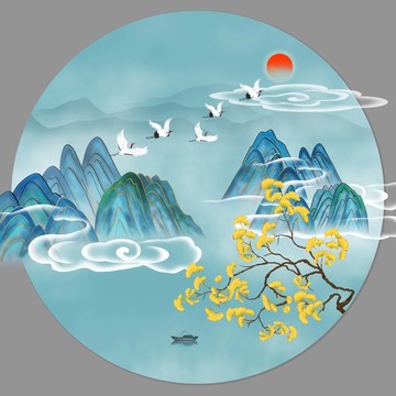新中式銀杏山水