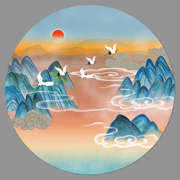 现代水墨山水画