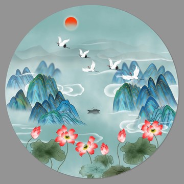 水墨山水插畫