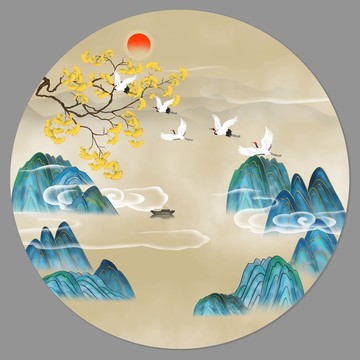 國(guó)潮山水插畫(huà)