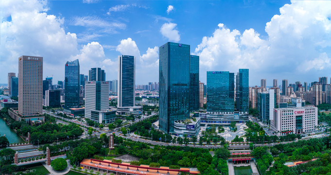 佛山千灯湖区域建筑群全景航拍