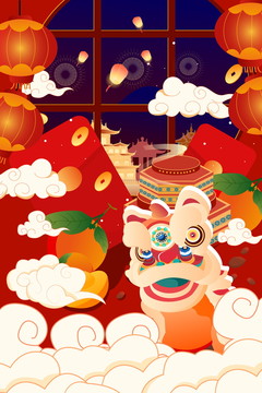 年貨插畫矢量圖