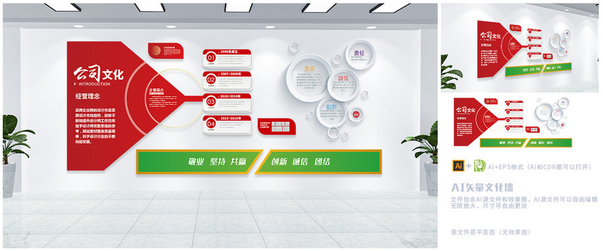 红色立体公司宣传展板企业文化墙