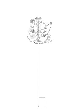 黑白線稿蝴蝶支架花朵