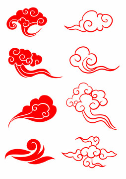 紅色復(fù)古中國風(fēng)祥云云紋飾