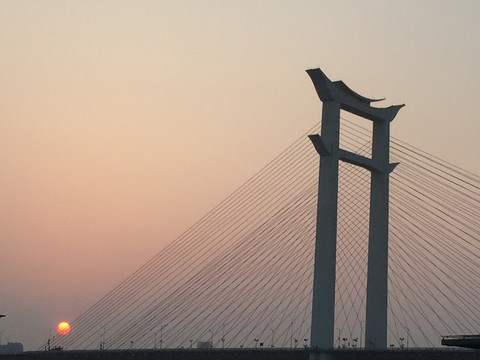 泉州晋江大桥夕阳晚霞