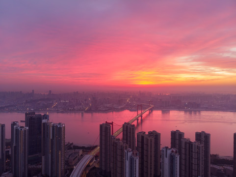 湖北武汉城市天际线风光