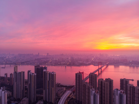 湖北武汉城市天际线风光