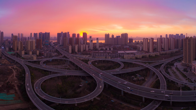 湖北武汉城市天际线风光