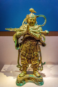 宁夏博物馆西夏鎏金韦驮铜造像