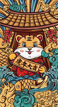 國潮虎年插畫