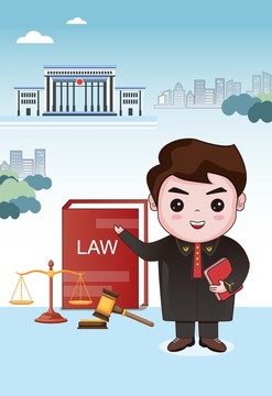 卡通法官法治教育法律論壇展板