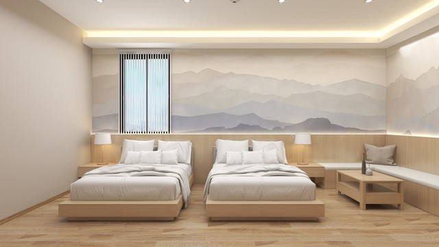 现代风酒店卧室装饰效果图