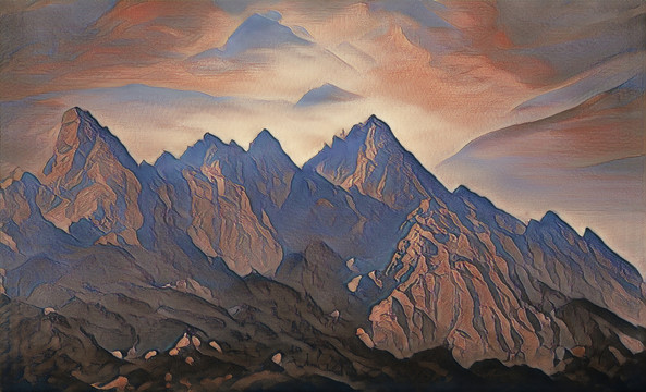 山脉绘画