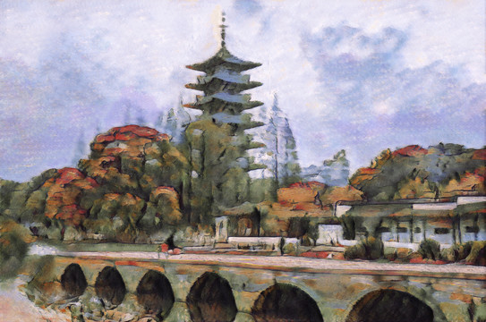 手繪吳江垂虹橋