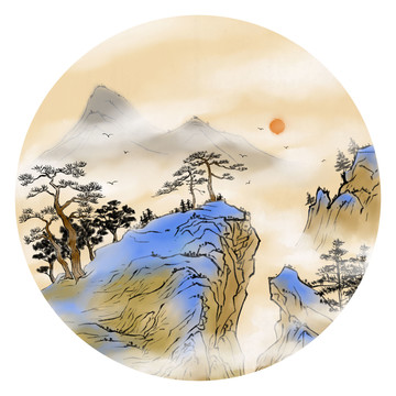 中國(guó)風(fēng)山水意境插圖