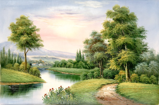 古典手绘风景油画
