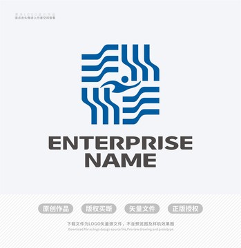 游泳馆运动人形LOGO标志设计