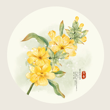 原創(chuàng)手繪水彩花二十四節(jié)氣之立春
