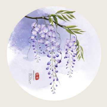 原創(chuàng)手繪水彩花二十四節(jié)氣之谷雨