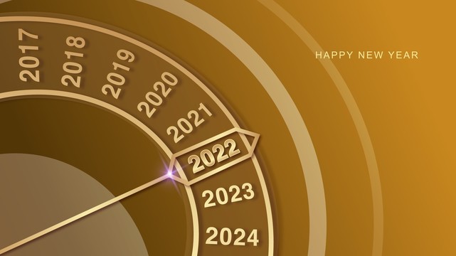 2022金色钟表指针跨年新年