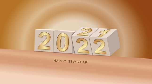 2022立方体金色数字跨年新年