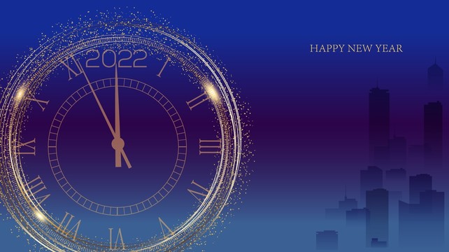 2022金色鐘表指針跨年新年