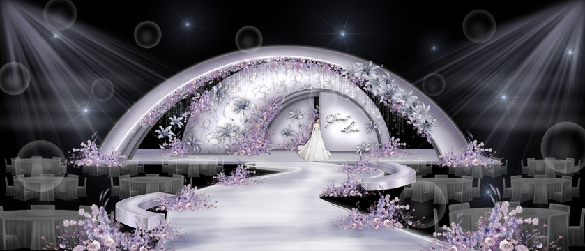 丁香紫秀場(chǎng)風(fēng)花卉婚禮舞臺(tái)區(qū)