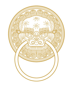 古典傳統(tǒng)門環(huán)圖案線稿矢量圖騰