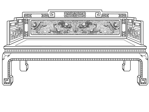 明清龙纹罗汉床透视传统图腾龙