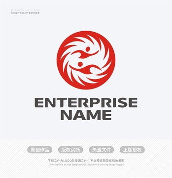 中国风游泳运动人形LOGO标志