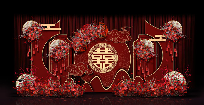 中式婚禮手繪效果圖