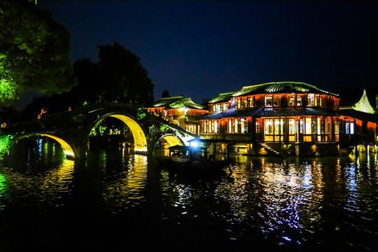 乌镇古镇西栅夜景