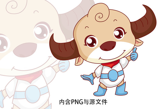 電子科技牛卡通形象