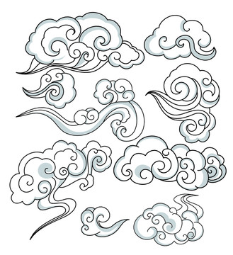 中国风云朵云纹图形图案底纹