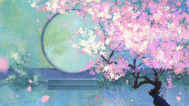 古風(fēng)巖彩花卉插畫(huà)