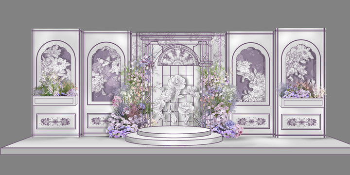 紫色小香风婚礼效果图