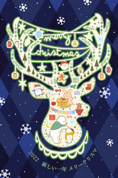 圣誕節(jié)麋鹿元素插畫